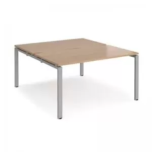 Image of Adapt back to back desks 1400mm x 1600mm - silver frame and beech top