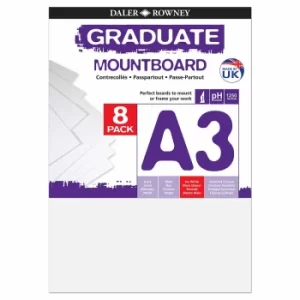 Image of Graduate Mount Board A3 1250 Microns 8 Pack, White