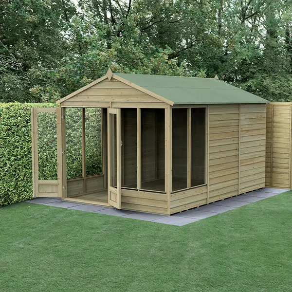 Image of 12' x 8' Forest 4Life 25yr Guarantee Double Door Apex Summer House (3.6m x 2.61m)