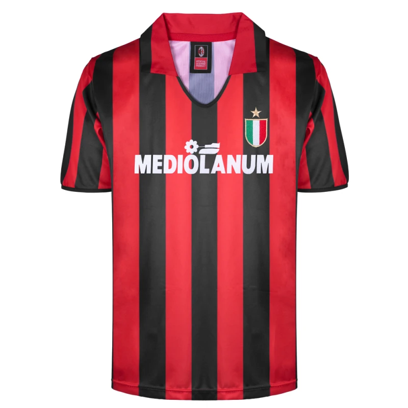 Image of Score Draw AC Milan 1988 Retro Football Shirt MILAN88HPYSS-S S Mens Sportswear