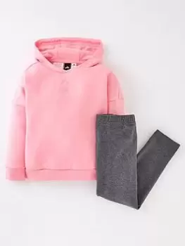 Image of adidas Favourites Toddler Girls 3 Stripe Overhead Hoody And Tights Set, Light Pink, Size 6-9 Months, Women