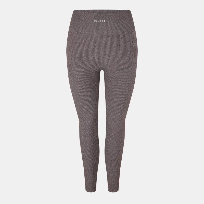 Image of USA Pro Ribbed Leggings Womens - Brown Brown 8