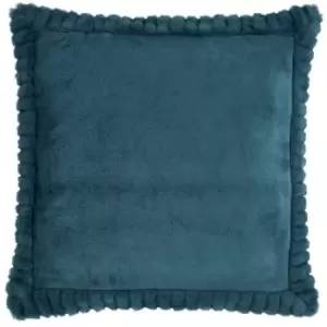 Image of Catherine Lansfield Velvet and Fur Cushion Teal, Cotton