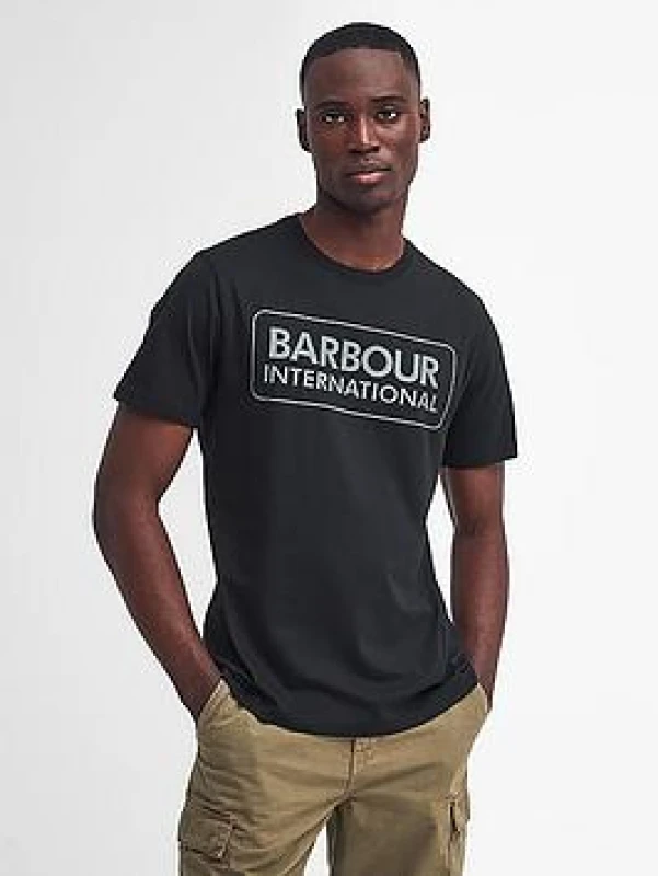 Image of Barbour International Essential Large Logo T-Shirt - Black S