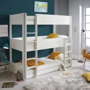 Image of Bedmaster - Snowdon Three Tier Bunk Bed White With Orthopaedic Mattresses