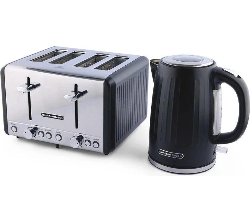 Image of HAMILTON BEACH Harmony Breakfast Jug Kettle & 4-Slice Toaster Bundle - Espresso, Black 5060916372733