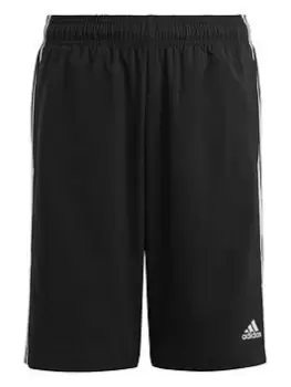 Image of adidas Sportswear Junior Essentials 3 Stripe Woven Short, Black/White, Size 7-8 Years