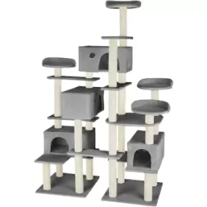 Image of Tectake - Cat tree scratching post Entissar - cat scratching post, cat tower, scratching post - grey
