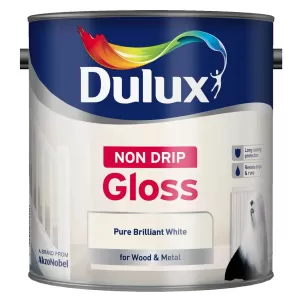 Image of Dulux Non Drip Pure Brilliant White Gloss High Sheen Paint 1.25L
