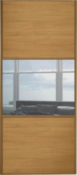Image of Wickes Sliding Wardrobe Door Wideline Oak Panel and Mirror - 2220 x 914mm
