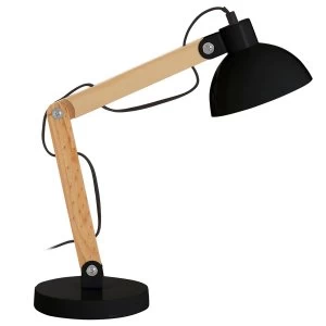 Image of Premier Housewares Blake Wooden Table Lamp - Black