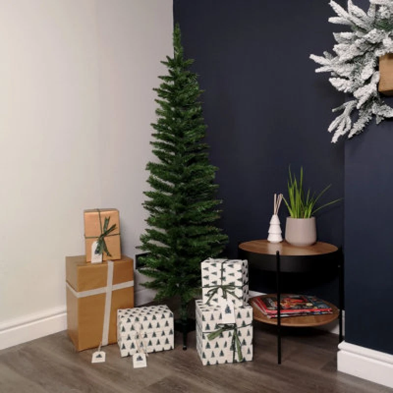 Image of Samuel Alexander 5ft (1.5M) Pencil Style Slim Artificial Christmas Tree In Plain Green