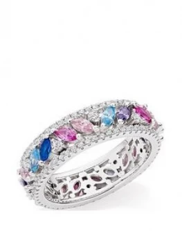 Image of Beaverbrooks Silver Multi-Coloured Cubic Zirconia Ring
