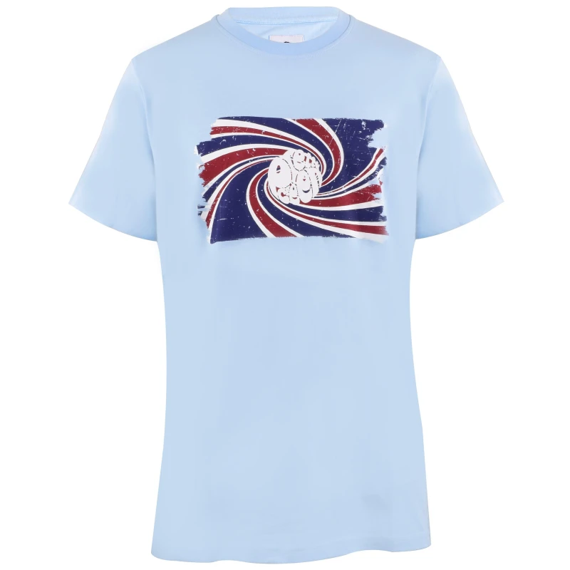 Image of Pretty Green Mens PG Swirl Logo Regular Fit T-Shirt Sky Blue male Medium
