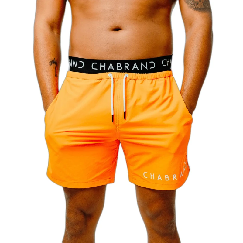 Image of Wide elastic swim shorts Chabrand Orange Male M