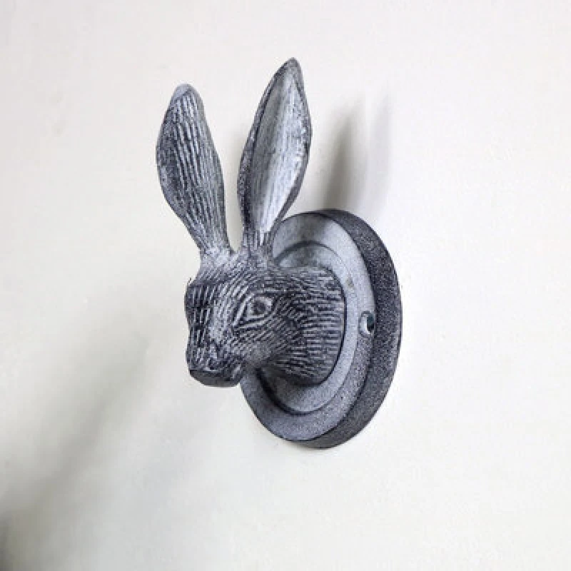 Image of Melody Maison Grey Hare Head Coat Hook 8.5cm X 13cm Dark Grey unisex