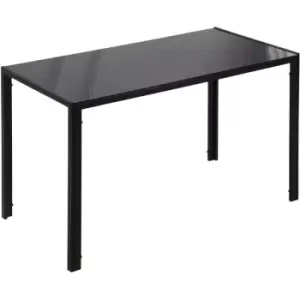 Image of Modern Rectangular 4 Seater Dining Table with Tempered Glass Top - Black - Homcom