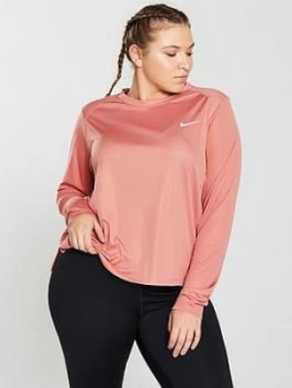 Image of Nike Long Sleeve Miler Top Curve Pink Size 22 242X Women
