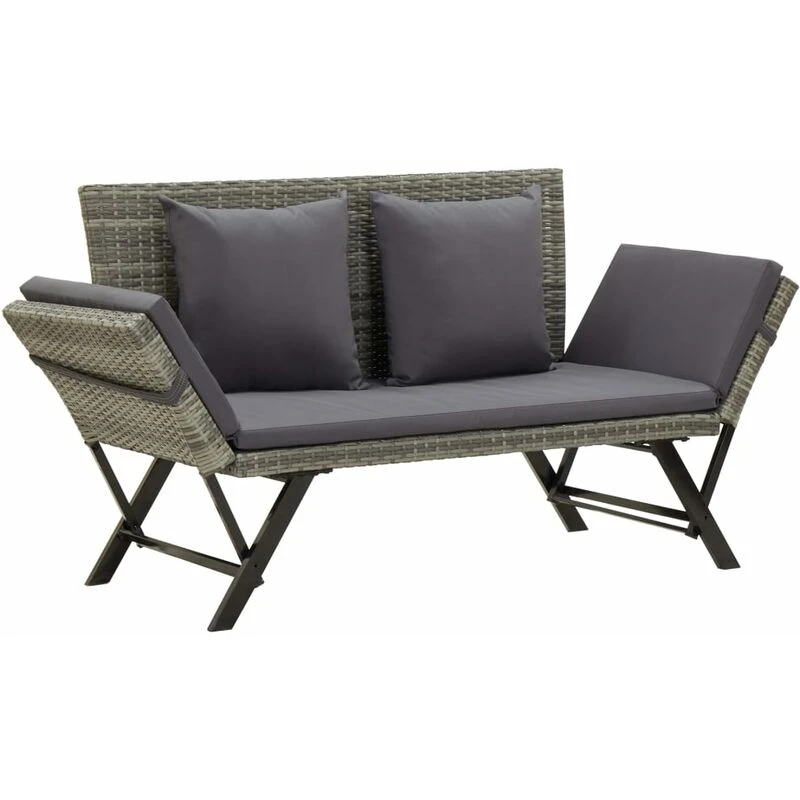 Image of VIDAXL Garden Bench with Cushions Grey 176cm Poly Rattan Vidaxl 8720286699294