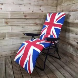 Image of Union Jack Padded Outdoor Garden Patio Recliner / Sun Lounger