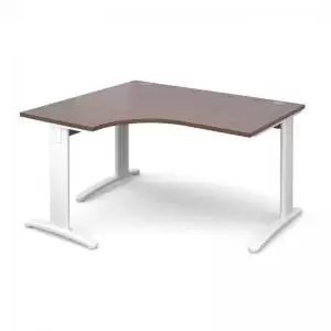 Image of TR10 deluxe left hand ergonomic desk 1400mm - white frame and walnut