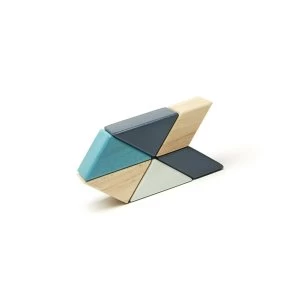 Image of 6 Piece Tegu Pocket Pouch Prism Magnetic Wooden Block Set Blues
