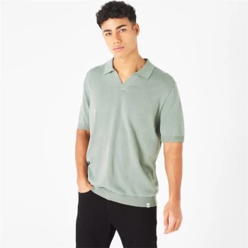 Image of Jack Wills Neck Knit Polo Shirt - Green