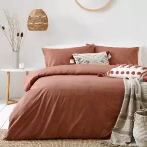 Image of The Linen Yard Claybourne Single Duvet Cover Set Cotton Pecan