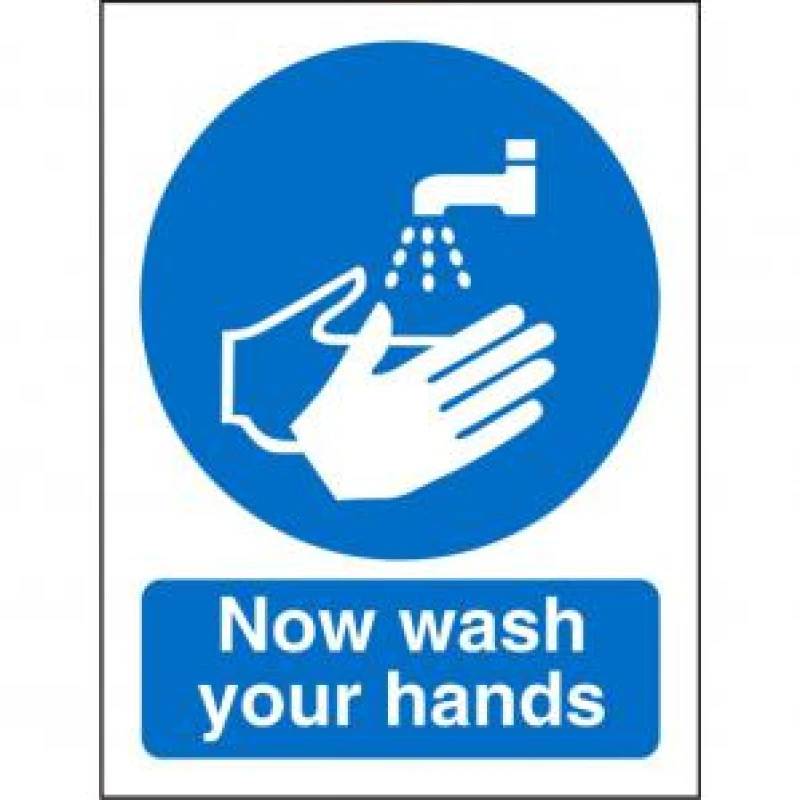 Image of Seco Mandatory Safety Sign Now Wash Your Hands Self Adhesive Vinyl 150 EXR28643SS