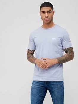 Image of BOSS Curved Logo T-Shirt - Open Blue, Open Blue, Size L, Men