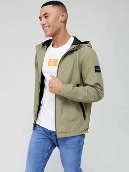 Image of Calvin Klein Crinkle Nylon Hooded Blouson Jacket, Khaki, Size S, Men