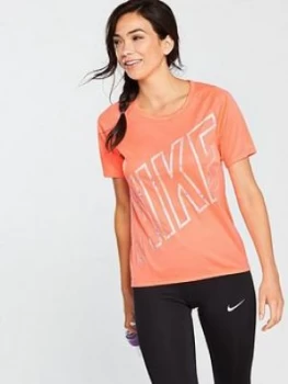 Image of Nike Running Dry Miler Top Coral Size M Women