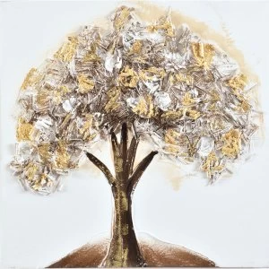 Image of Innova Hand-Painted 3D Canvas Gold Bloom - 40 x 40 cm