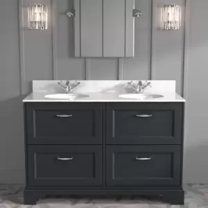Image of 1200mm Anthracite Freestanding Marble Top Double Vanity Unit - Ashbourne