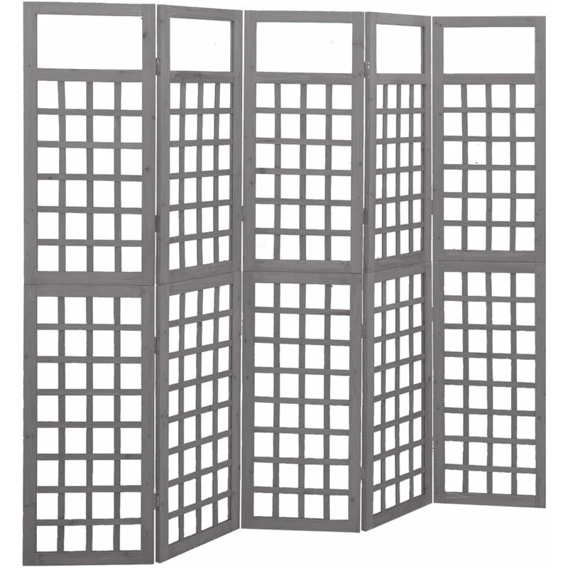 Image of VIDAXL 5-Panel Room Divider/Trellis Solid Fir Wood Grey 201.5x180cm Vidaxl 8720286452714