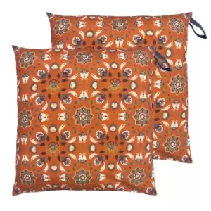 Image of Folk Flora Large 70cm Outdoor Floor Twin Pack Cushion Orange