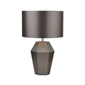 Image of Table Lamp Smoked Glass with Grey Drum Shade