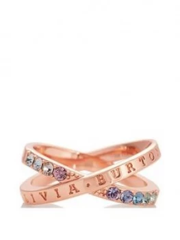 Image of Olivia Burton Rainbow Interlink Ring Rose Gold