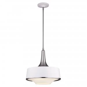 Image of 4 Light Dome Ceiling Pendant White, Brushed Steel, E27