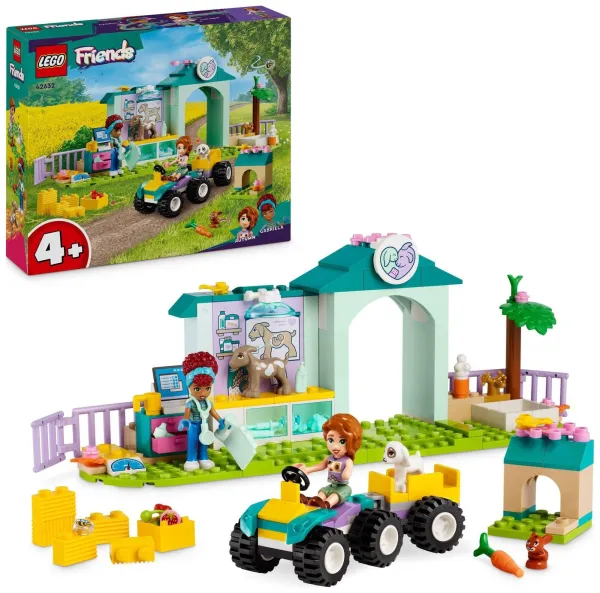 Image of LEGO Friends Farm Animal Vet Clinic with Toy Tractor 42632