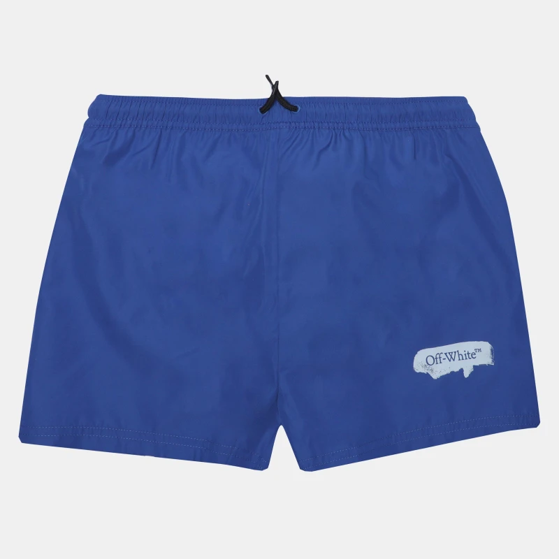 Image of Off White Kids Paint Graphic Swim Shorts Blue Wht 4501 male 8Y