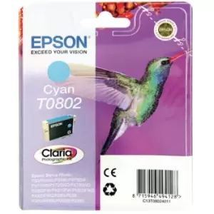 Image of Epson T0802 Photographic Ink Cartridge Claria Cyan C13T08024011