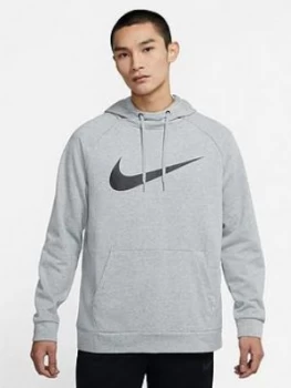 Image of Nike Training Dry Fleece Overhead Hoody, Dark Grey, Size S, Men