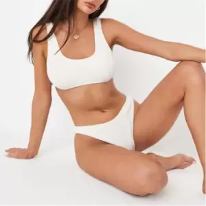 Image of Missguided Crinkle Scoop Neck Bikini Top - Cream