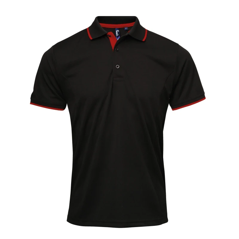 Image of Premier Premier Men Contrast Coolchecker Polo Shirt in Black Size: Small Black S Male 5057520100630