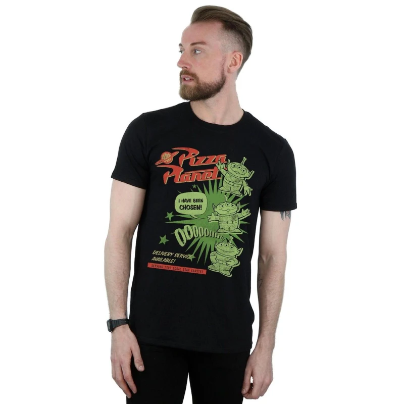 Image of Disney Toy Story 4 Pizza Planet Little Green Men T-Shirt in Black Size: Small Black S Male 5059308524423