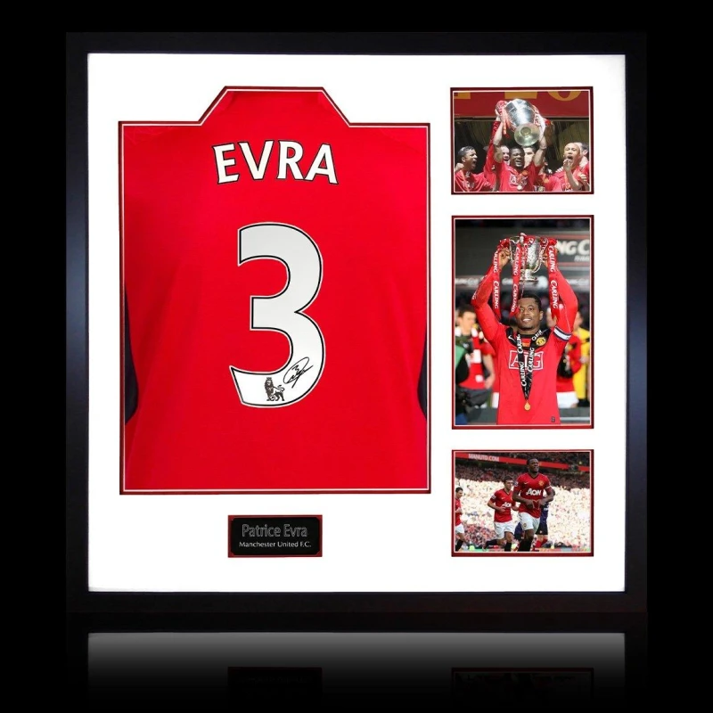 Image of The Fan Cave Patrice Evra Signed Manchester United Home Shirt E Red unisex 820x820mm