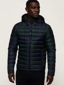 Image of Superdry Tweed Double Zip Fuji Padded Jacket, Navy, Size S, Men