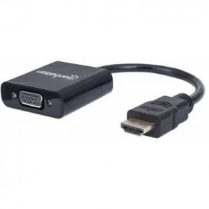 Image of Manhattan HDMI to VGA Converter cable 1080p 30cm Male to Female Optional USB Micro-USB Power Port Black Blister