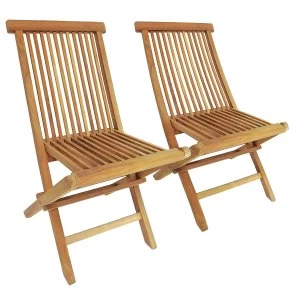 Image of Charles Bentley Teak Folding Chairs - Set of 2